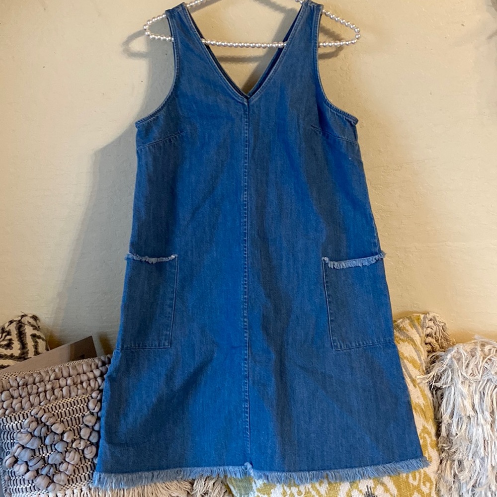 Old Navy denim media pocket raw hem dress - Picture 1 of 4